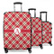 Red & Tan Plaid 3 Piece Luggage Set - 20" Carry On, 24" Medium Checked, 28" Large Checked (Personalized)
