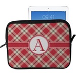 Red & Tan Plaid Tablet Case / Sleeve - Large (Personalized)