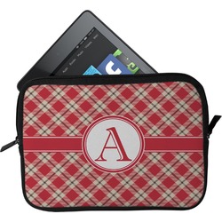 Red & Tan Plaid Tablet Case / Sleeve - Small (Personalized)