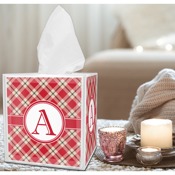 Red & Tan Plaid Tissue Box - LIFESTYLE