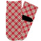 Red & Tan Plaid Toddler Ankle Socks - Single Pair - Front and Back