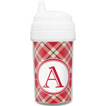 Red & Tan Plaid Toddler Sippy Cup (Personalized)