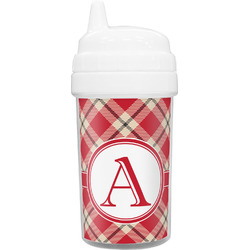 Red & Tan Plaid Sippy Cup (Personalized)