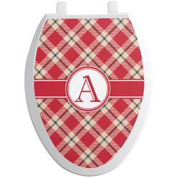 Red & Tan Plaid Toilet Seat Decal - Elongated (Personalized)