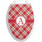Red & Tan Plaid Toilet Seat Decal - Elongated (Personalized)