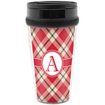 Red & Tan Plaid Acrylic Travel Mug without Handle (Personalized)