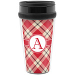Red & Tan Plaid Acrylic Travel Mug without Handle (Personalized)