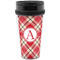 Red & Tan Plaid Acrylic Travel Mug without Handle (Personalized)