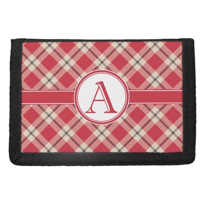 Red & Tan Plaid Trifold Wallet (Personalized)