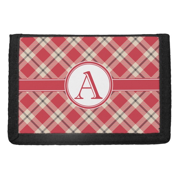 Custom Red & Tan Plaid Trifold Wallet (Personalized)