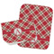 Red & Tan Plaid Two Rectangle Burp Cloths - Open & Folded