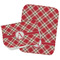 Red & Tan Plaid Burp Cloths - Fleece - Set of 2 w/ Initial