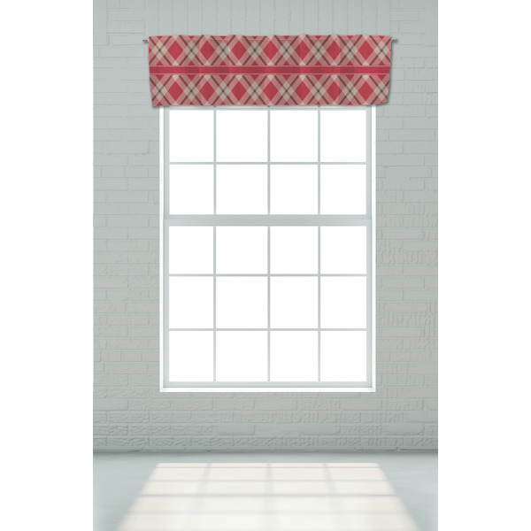 Red & Tan Plaid Valance - On window