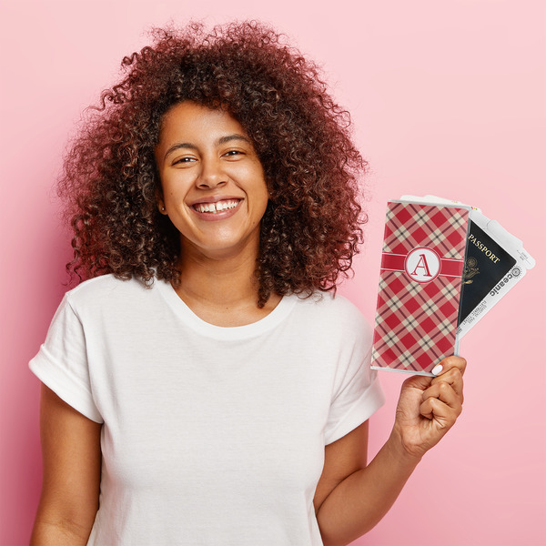 Red & Tan Plaid Vinyl Document Holder - LIFESTYLE