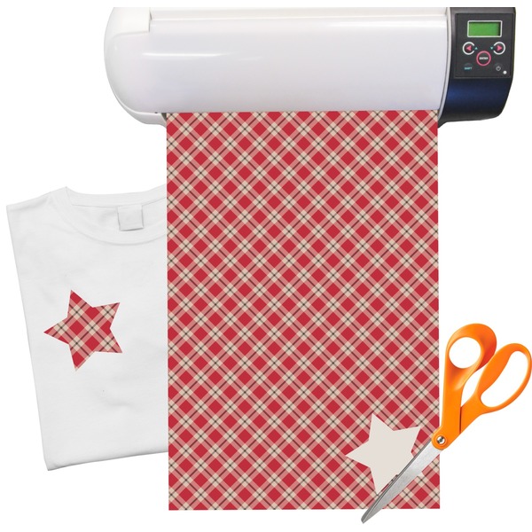 Custom Red & Tan Plaid Heat Transfer Vinyl Sheet (12"x18")