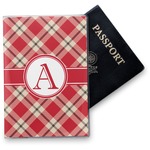 Red & Tan Plaid Vinyl Passport Holder (Personalized)