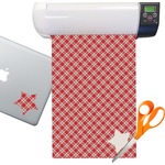 Red & Tan Plaid Sticker Vinyl Sheet (Permanent)