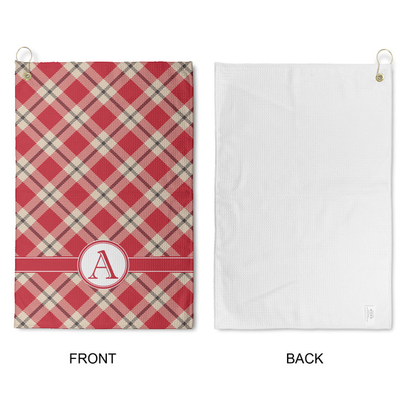 Red & Tan Plaid Waffle Weave Golf Towel - Approval