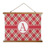 Red & Tan Plaid Wall Hanging Tapestry - Wide (Personalized)
