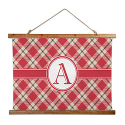 Red & Tan Plaid Wall Hanging Tapestry - Wide (Personalized)