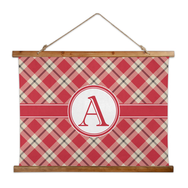 Custom Red & Tan Plaid Wall Hanging Tapestry - Wide (Personalized)