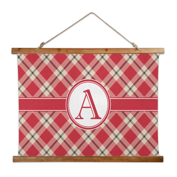 Custom Red & Tan Plaid Wall Hanging Tapestry - Wide (Personalized)