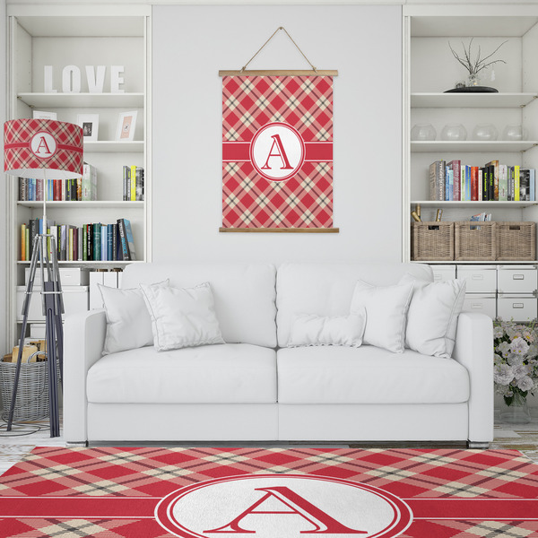Red & Tan Plaid Wall Hanging Tapestry - Portrait - IN CONTEXT