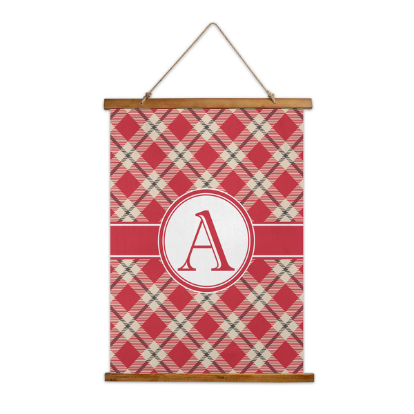 Custom Red & Tan Plaid Wall Hanging Tapestry - Tall (Personalized)