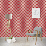 Red & Tan Plaid Wallpaper & Surface Covering