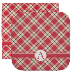 Red & Tan Plaid Facecloth / Wash Cloth (Personalized)