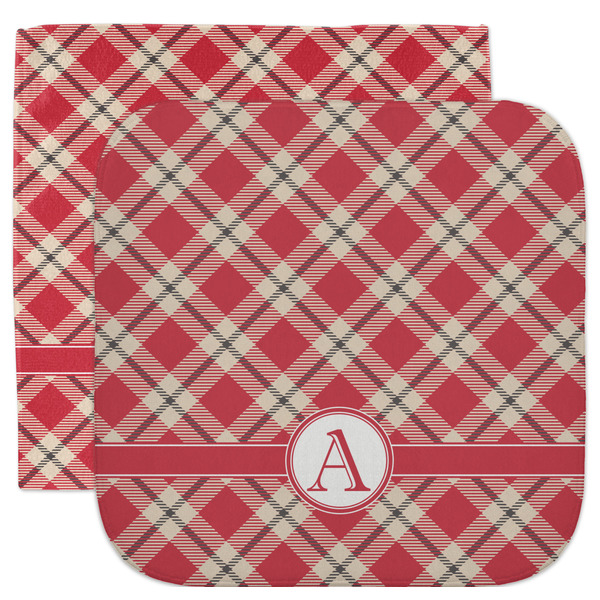 Custom Red & Tan Plaid Facecloth / Wash Cloth (Personalized)