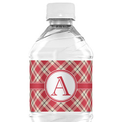 Red & Tan Plaid Water Bottle Labels - Custom Sized (Personalized)