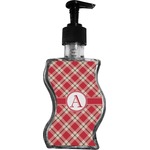 Red & Tan Plaid Wave Bottle Soap / Lotion Dispenser (Personalized)