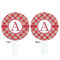 Red & Tan Plaid White Plastic 7" Stir Stick - Double Sided - Round - Front & Back