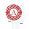 Red & Tan Plaid White Plastic 7" Stir Stick - Single Sided - Round - Front & Back