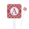Red & Tan Plaid Square Plastic Stir Sticks (Personalized)