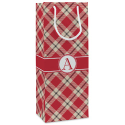Red & Tan Plaid Wine Gift Bags (Personalized)