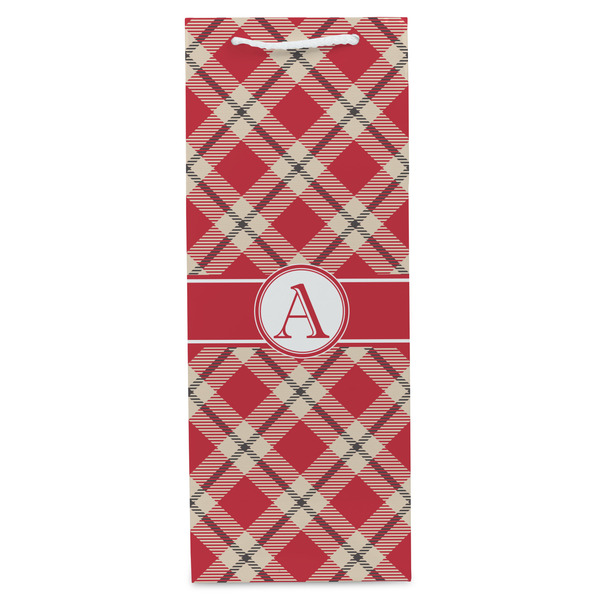Red & Tan Plaid Wine Gift Bag - Matte - Front