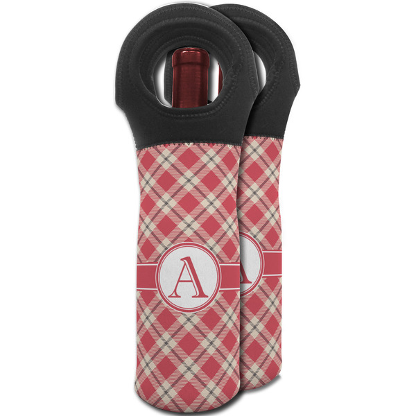 Red & Tan Plaid Wine Tote Bag - MAIN