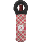 Red & Tan Plaid Wine Tote Bag (Personalized)