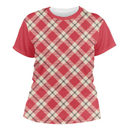 Red & Tan Plaid Women's Crew T-Shirt - X Large