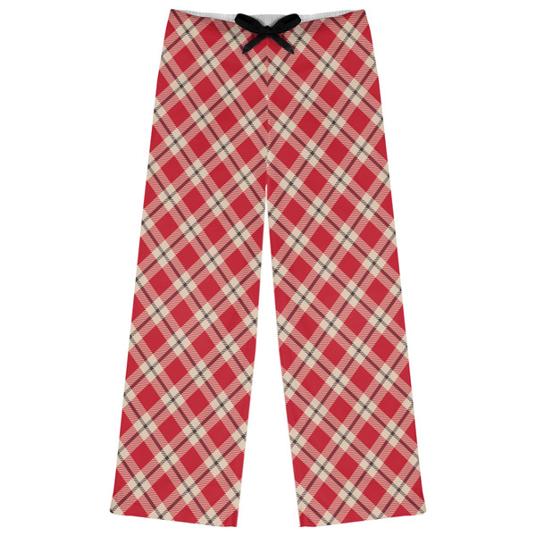 Custom Red & Tan Plaid Womens Pajama Pants - L