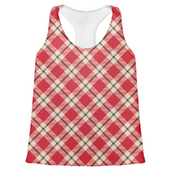 Red & Tan Plaid Womens Racerback Tank Top - X Large