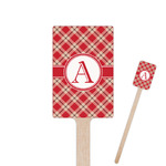 Red & Tan Plaid Rectangle Wooden Stir Sticks (Personalized)