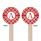 Red & Tan Plaid Wooden 6" Stir Stick - Round - Double Sided - Front & Back