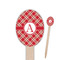 Red & Tan Plaid Oval Wooden Food Picks (Personalized)