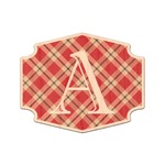 Red & Tan Plaid Genuine Maple or Cherry Wood Sticker (Personalized)
