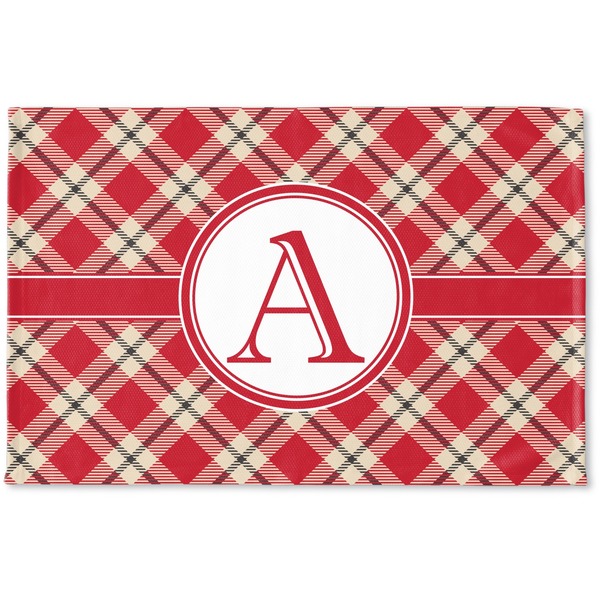 Custom Red & Tan Plaid Woven Mat (Personalized)