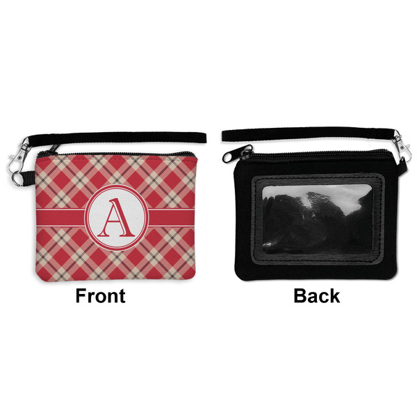 Red & Tan Plaid Wristlet ID Cases - Front & Back