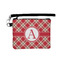 Red & Tan Plaid Wristlet ID Case w/ Initial